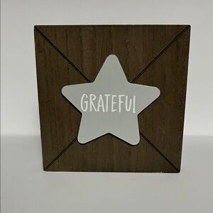 Wooden Star Decor with Grateful Message